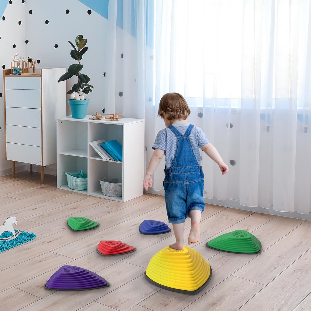 6-Piece Stepping Stones for Kids, Stackable Sensory Toys Outdoor Indoor, Obstacle Course for Balance and Motor Skills