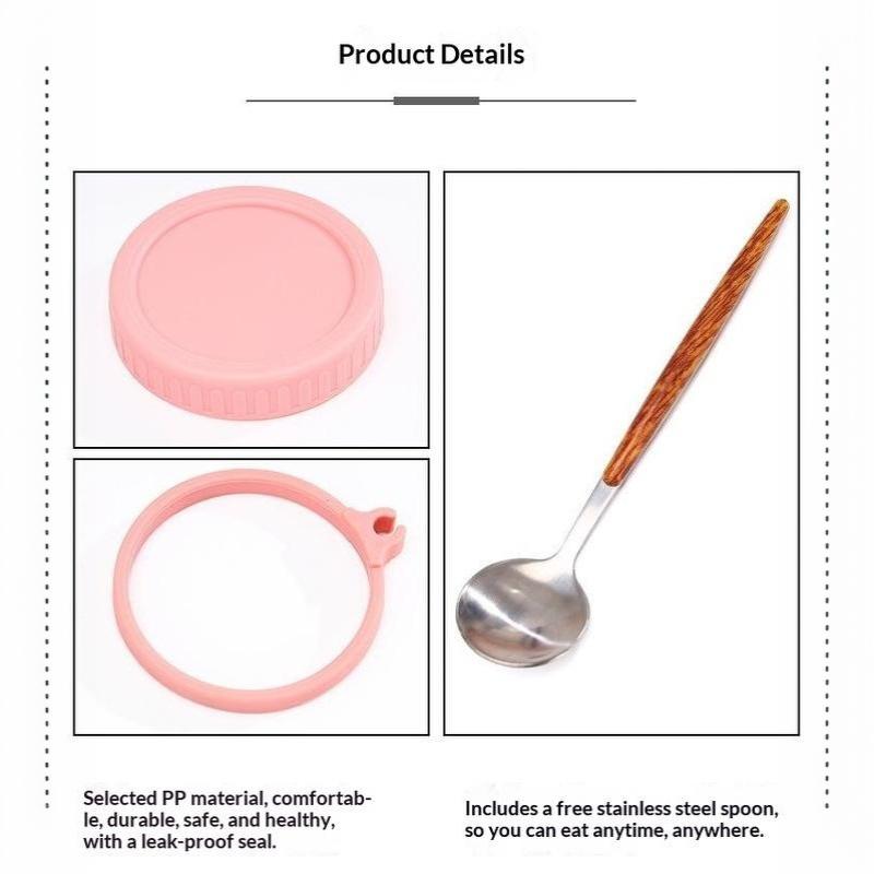 1Pcs 350Ml Reusable Glass Overnight Oats Jar With Spoon Oatmeal Container Food Storage Organizer For Breakfast