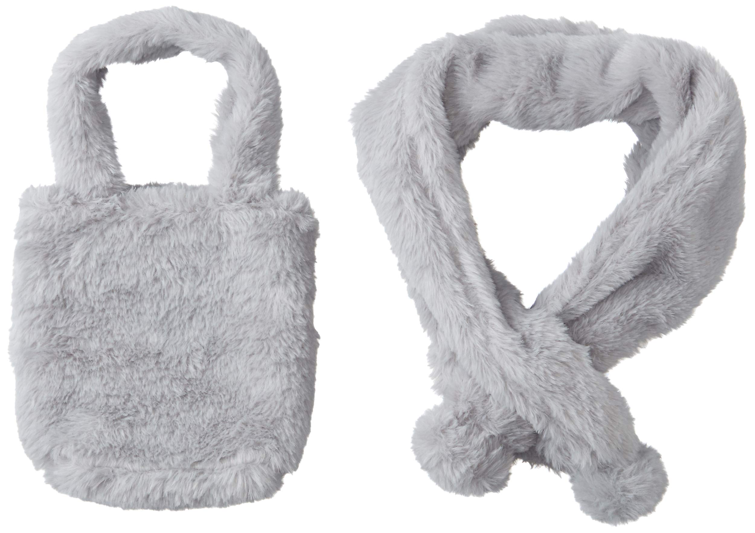 

Moonbat estaa Fluffy Faux Fur Plain Scarf with Bag and Hand Made in Total 13cm Pom-pom closure, Washable, Women s, Gray, Japan, Length Approx. 87cm, серый