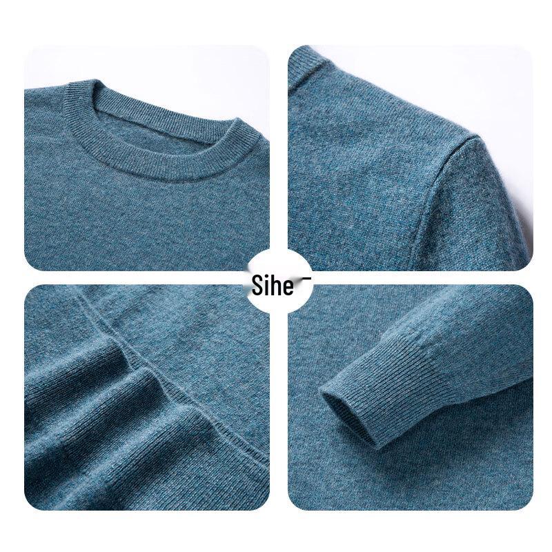 Moshilang Men's 100% Merino Wool Round Neck Pullover Sweater