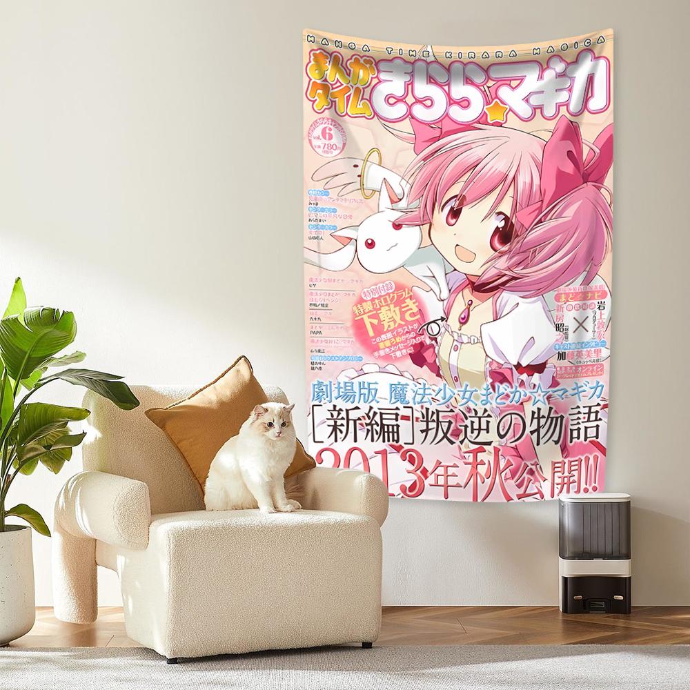 

Puella Magi Madoka Magica Настінний богемний гобелен Настінний таро Хіпі килими на стіну Гуртожиток Японський гобелен Прапор для дому та саду 80x60in