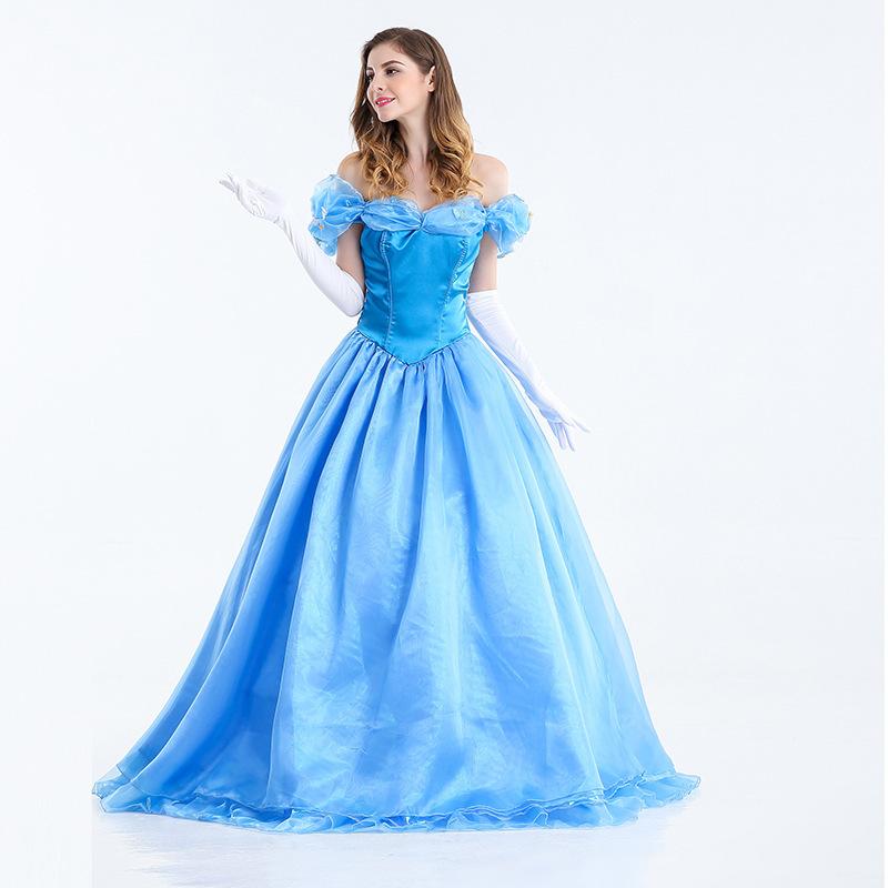 Blue Princess Dress Stage Costume Halloween Cosplay Costume Cinderella Costume