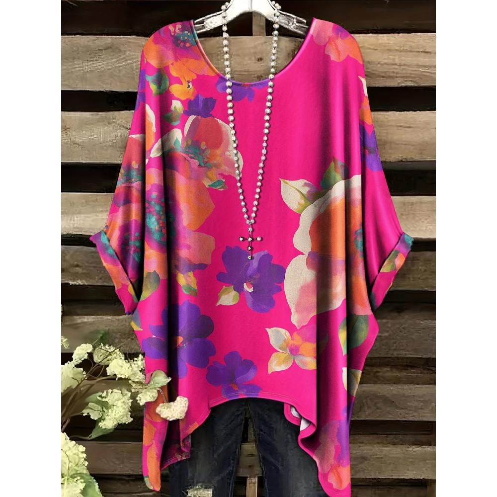 2025 Bohemian Chic Oversized Minimalist Cute Panda Print Irregular Hem Round Neck T-Shirt Stylish and Versatile Machine Washable