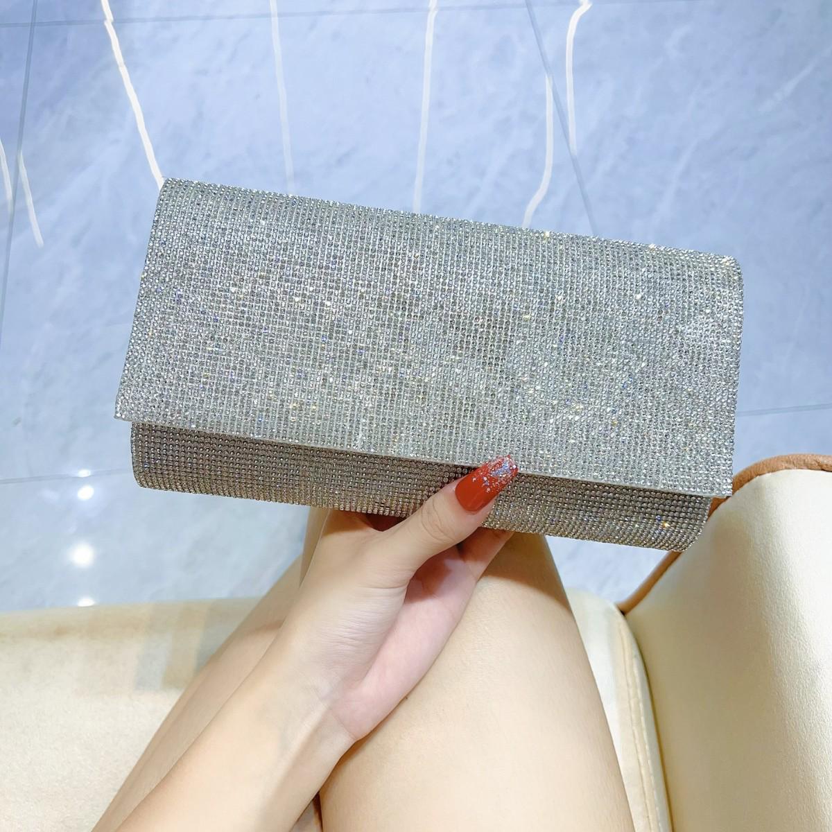 

Европейский и американский тренд, вечерний клатч со стразами: Черная минималистичная женская вечерняя сумка серебряный