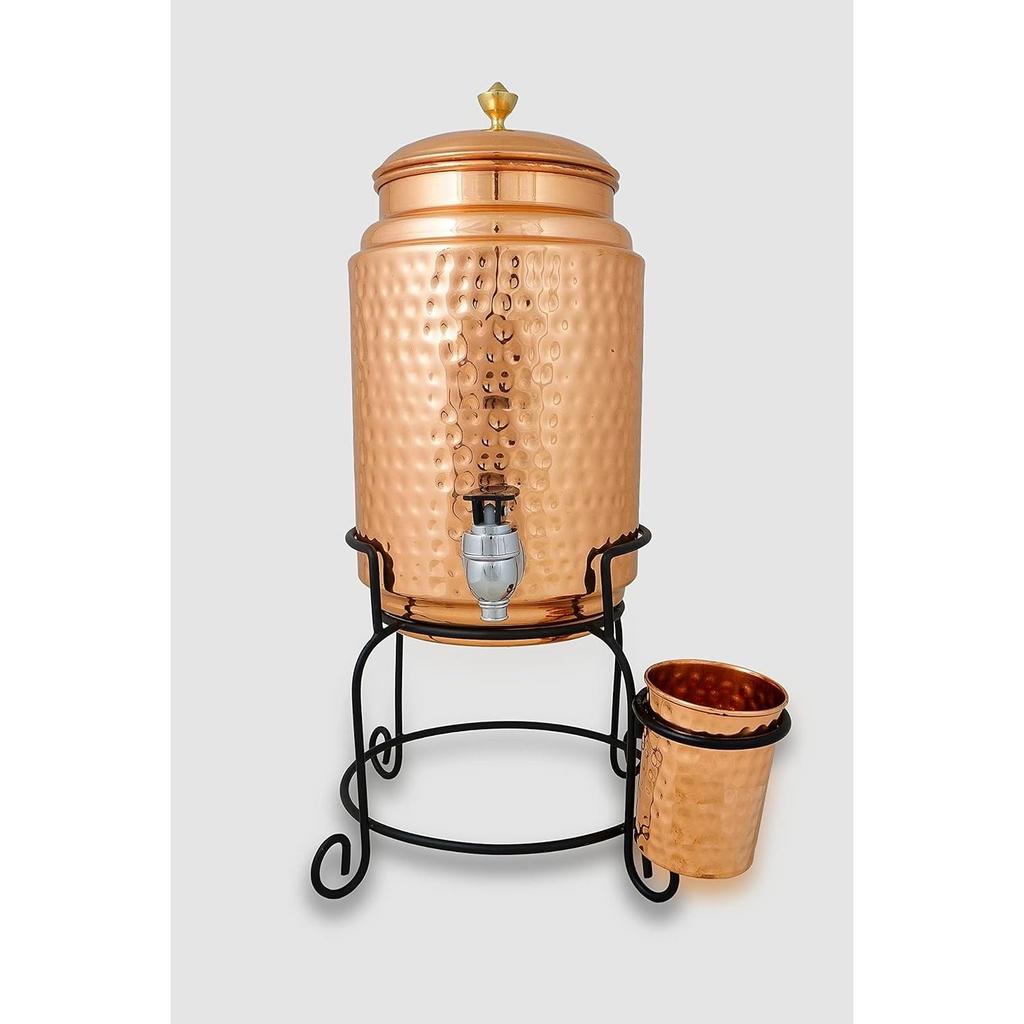 Měděná láhev na vodu, 1000 ml, sada 1 ks, zelený potisk (5 litrová nádoba)