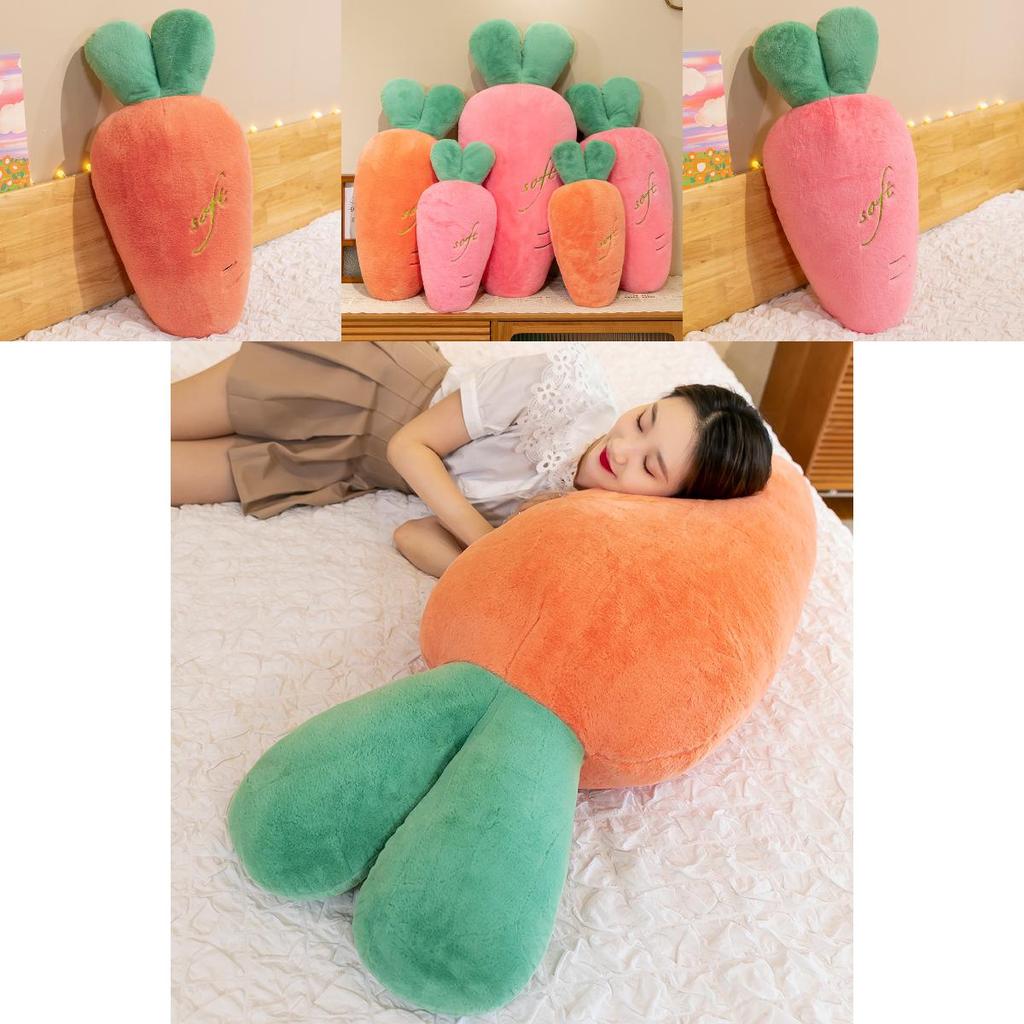 Carrot Plush Pillow With Super Soft Fur For Girls Sleeping Companion Gift
