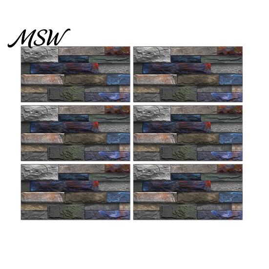 Realistic Rock Texture Wall Panels 6Pcs Vintage Faux Stone Self?Adhesive Tiles, Waterproof Oil?Proof Backsplash Adhesive Paper Sticker,
