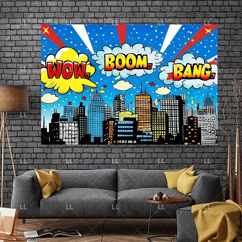Superhero City Birthday Party Supplies Backdrop Comic Style Building Landscape Decoration Baby Shower Photo Backdround Kid Gift551