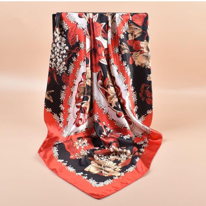 2025 New 90*90cm Silk Satin Hair Scarf Women Handkerchief Printed Female Square Head Bandana Small Neck Muffler Hijab Lady Girl