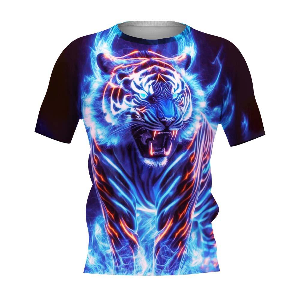 Oversized Men's T-Shirt 3d Tiger Print Tees Tops Summer Casual Mens Animal Pattern T Shirt O-Neck Fashion Clothes Prints T-Shirt