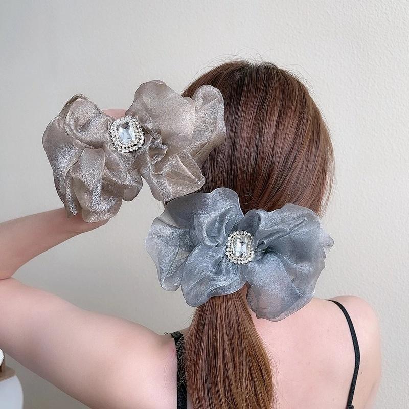 

Net Yarn Hairpin Sweet Temperament Rhinestone Bow Hair Clip Girl Spring Clip Women Hair Accessories Trendy