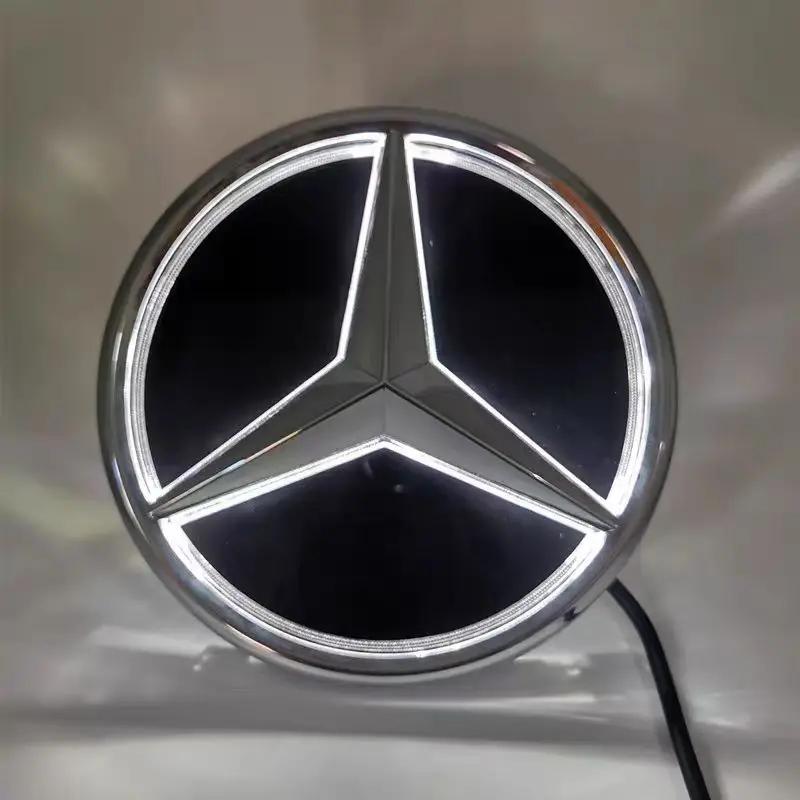Bilklistremerke Varmt 2026 Nytt For Benz Stjernelogo til Frontgrill for Bil Hvit, Blå og LED-belyst Logo for Mercedes Benz W20