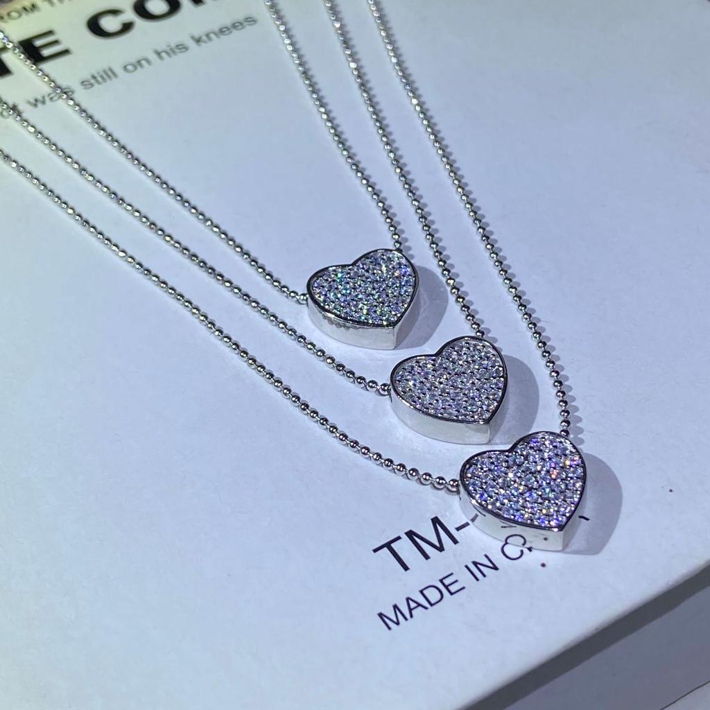 925 Silber Neue Drei Liebe Verbunden Zirkon Halskette Minimalistisches Leichtes Luxus Design Göttin Schlüsselbein Kette Party Geburtstagsgeschenk