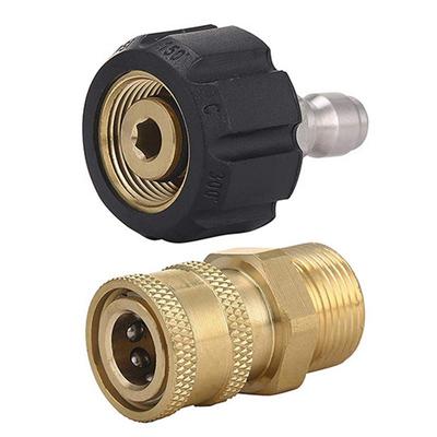 Kit de 2 adaptadores para hidrolavadora M22 de 14 mm/15 mm con conector giratorio hembra para conexión rápida de boquilla de liberación de 3/8" o 1/4".