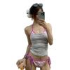 Women's Lace-up Backless High-waist Bikini Set