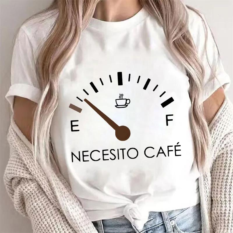 Spanish I Need Coffee Women TShirt Short Sleeve ONeck Creative T Shirts Fashion Breathable Top Funny Casual Sport Tee T Shirt
