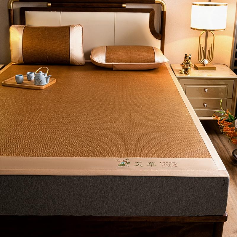 Naturalne Włókno Roślinne Chłodna Letnia Mata na Łóżko 90/120/150/180/200cm Maty z Rattanu Lodowego Antypoślizgowe Oddychające Chłodzące Prześcieradło Narzuty