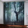 VividHome Blue Full Moon Forest Scene Curtains 3D Digital Printing Living Room Bedroom Home Decoration