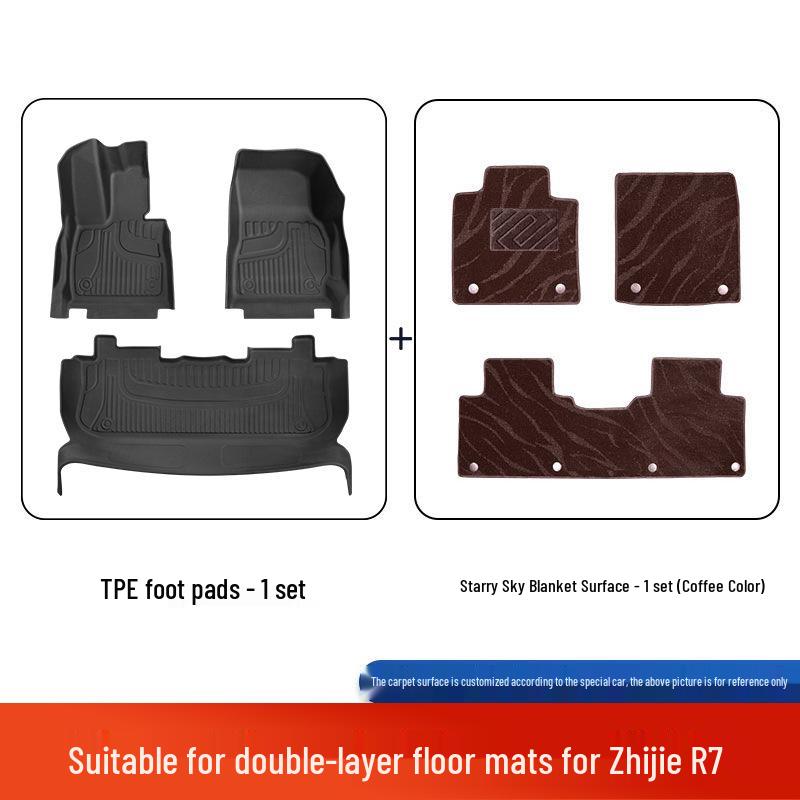 Zhiji R7 Custom-Fit 25-Model Double-Layer TPE Floor Mats, Original Car Color