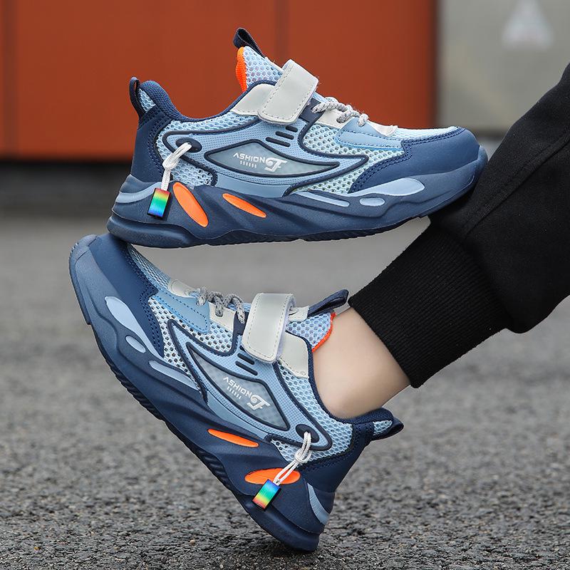 

Boys Mesh & Leather Athletic Shoes - Non-Slip, Wear-Resistant, Casual Running Sneakers for Kids, Spring & Fall Back-to-School Season. 40