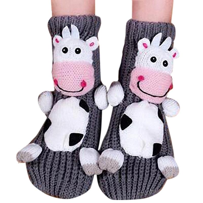 3D Strick Tier Socken, Plüschtiere Kuschel Socken, Lustige Neuheiten Winter Warm Handgehäkelte Socken Weihnachtsgeschenke für Frauen