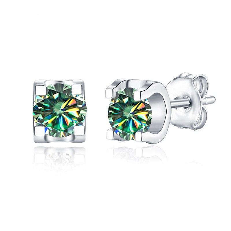BagueRingen – boucles d'oreilles Moissanite en argent Sterling 925, couleur bleu vert, 1ct, bijoux en diamant créé, cadeau d'anniversaire de fête de mariage