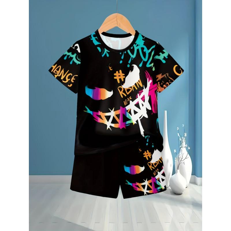 Summer Children's Set Features 3D Printing, Cool and Comfortable, and Is Made of Polyester and Breathable