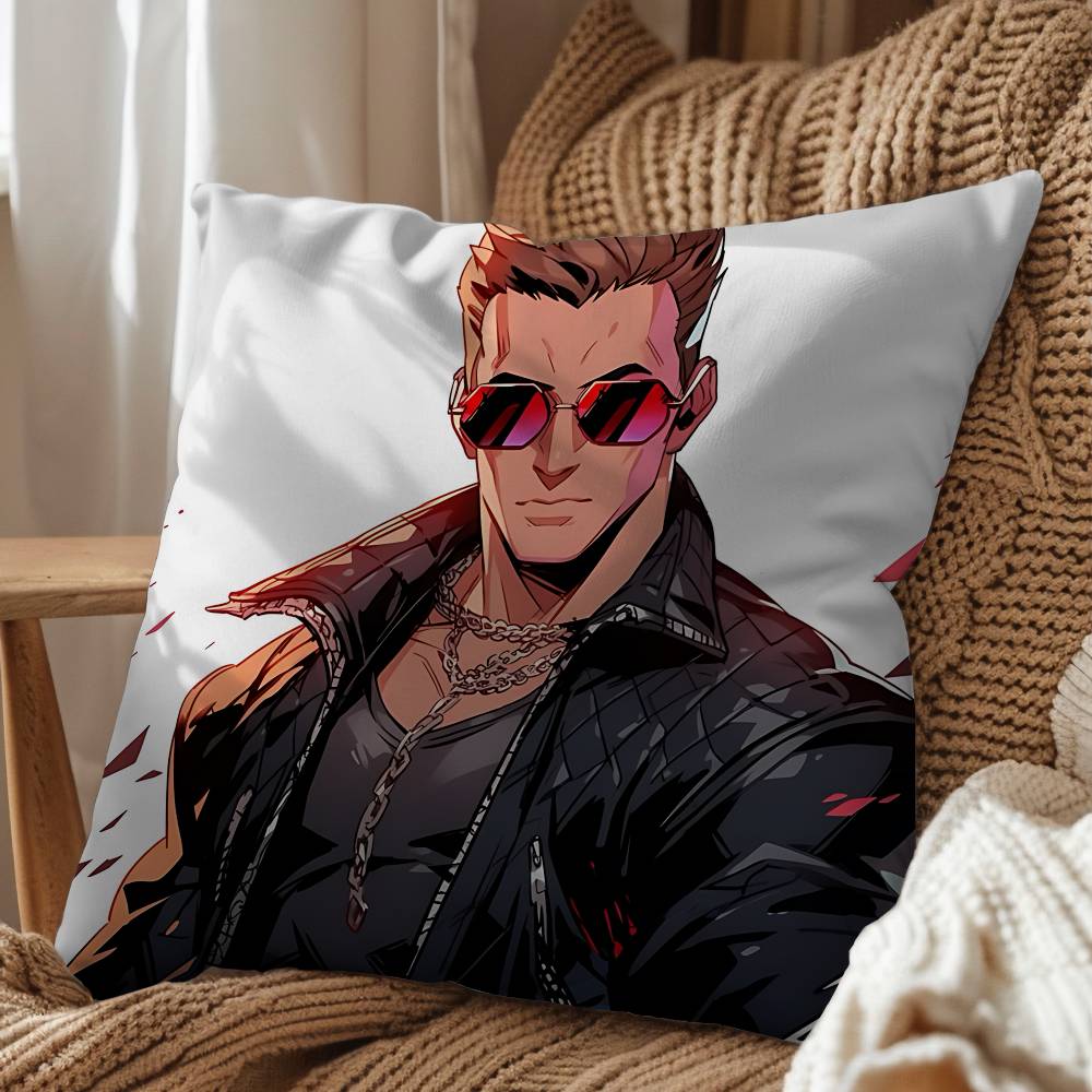 Johnny Cage Kitana Mortal Kombat Pillow Case Square Double-Sided Printing Short Plush Sofa Cushion Cover Bedroom Bedside Pillow