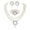 Elegant Imitation Pearl Jewelry Set: Necklace, Earrings & Bracelet for Prom, Party, Vacation, or Bridal Gown.