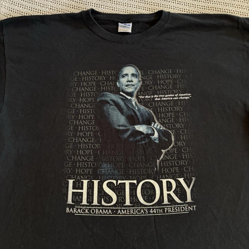 Obama T Shirt 2008 Men’s 2XL Black Short Sleeve President Politics America USA