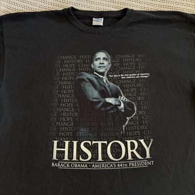 Maglietta Obama 2008 Uomo 2XL Manica Corta Nera Presidente Politica America USA