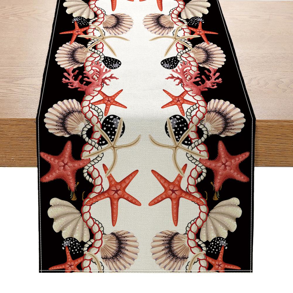 

Летняя морская жизнь напечатанный флаг стол льняной напечатанный декор стола маленькая скатерть 33cmx180cm ZQ25-6