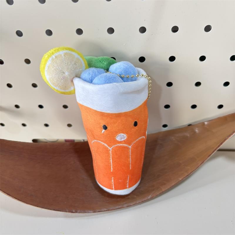 1/2Pcs Cute Creative Orange Blueberry Cold Drink Plush Doll Stuffed Toy Keychain Backpack Pendant Bag Hang Ornament Ragdoll Gift