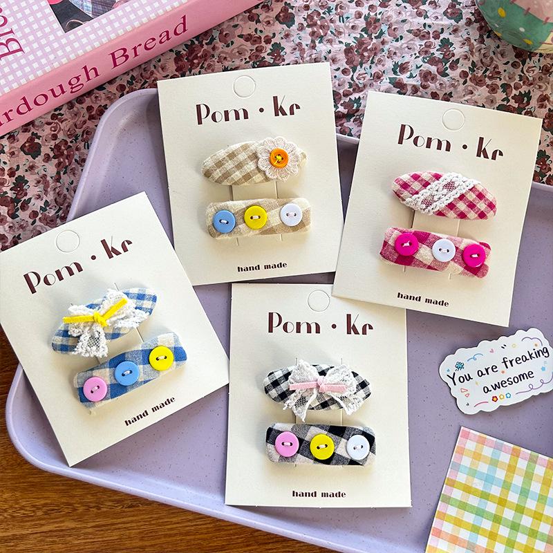 Plaid Bow Flower Hair Clip for Kids