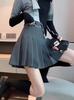 Women's High Waist Pleated A-line Mini Skirt - Black & White, Slimming, Anti-exposure, Perfect for Autumn