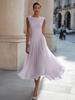 Women's Cowl Neck Sleeveless Maxi Dress Slim Fit Mid Waist Elegant Pleated Solid Color Party Vacation Wedding Guest Dress