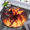 Flaming Wolf Round Area Rug,Carpet Rug for Living Room Bedroom Sofa Playroom Decor,Non-slip Floor Mat