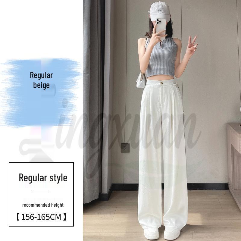 2026 Summer Women s Jacquard Ice Silk Narrow & Wide Leg Pants: Chinese Style Suit L