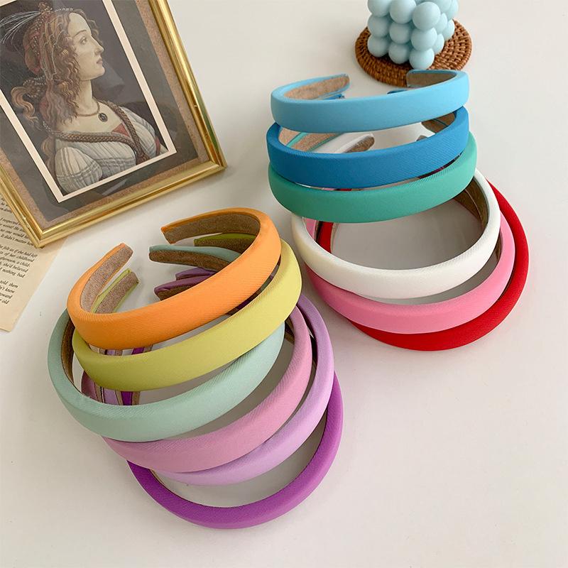 2CM Spring Summer Women Girls Headbands Sweet Candy Color Sponge Padded Hairbands for Ladies Daily Hair Hoop Accessories