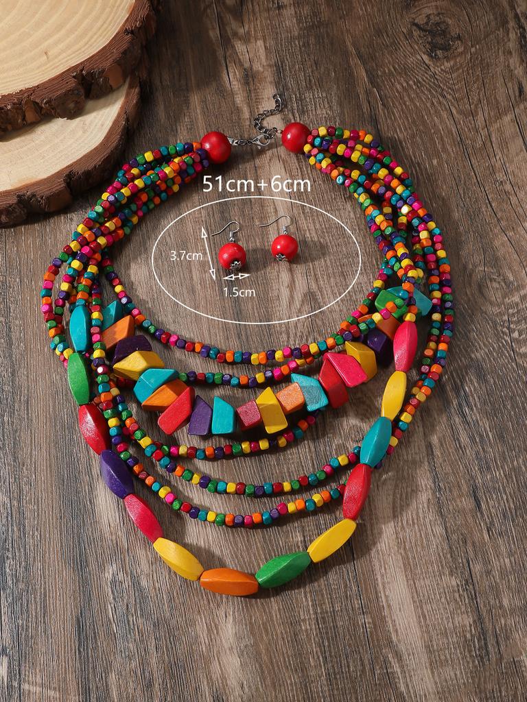 New Bohemian Handmade Beaded Seed Bead Necklace European American Exaggerated Retro Style Women Jewelry