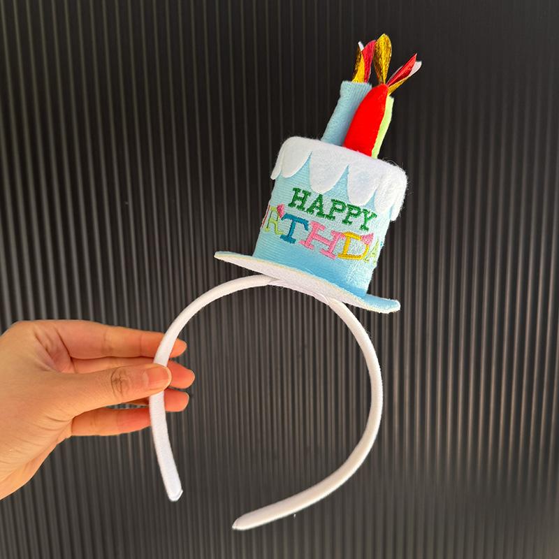 

Cute Happy Birthday Candle Hats for Kids Adults Birthday Party Decorations Colorful Cake Hats Photo Props Boy Girl Hairbands синий