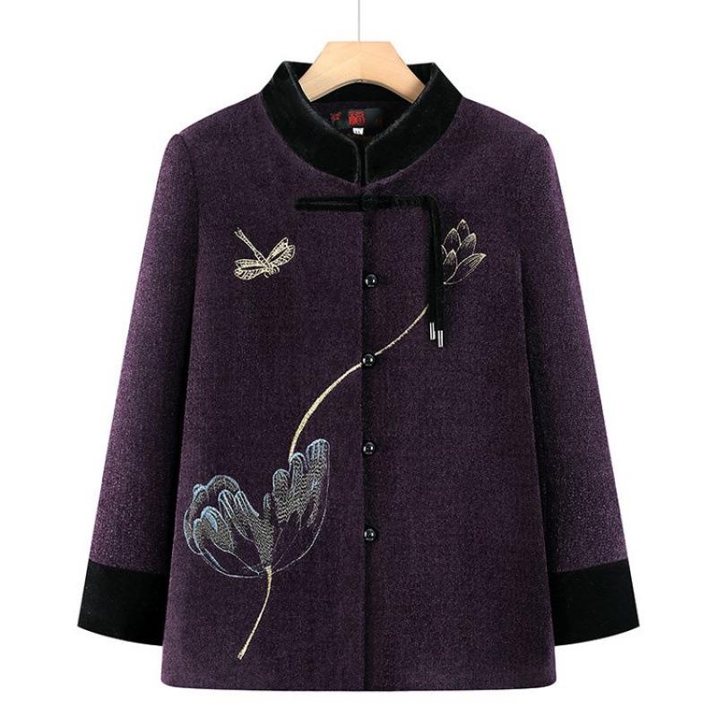 

Зимнее пальто жена свадебный подарок одежда старый осень и зима бархатный топ женщины 5XL [recommended 150-80kg] фиолетовый