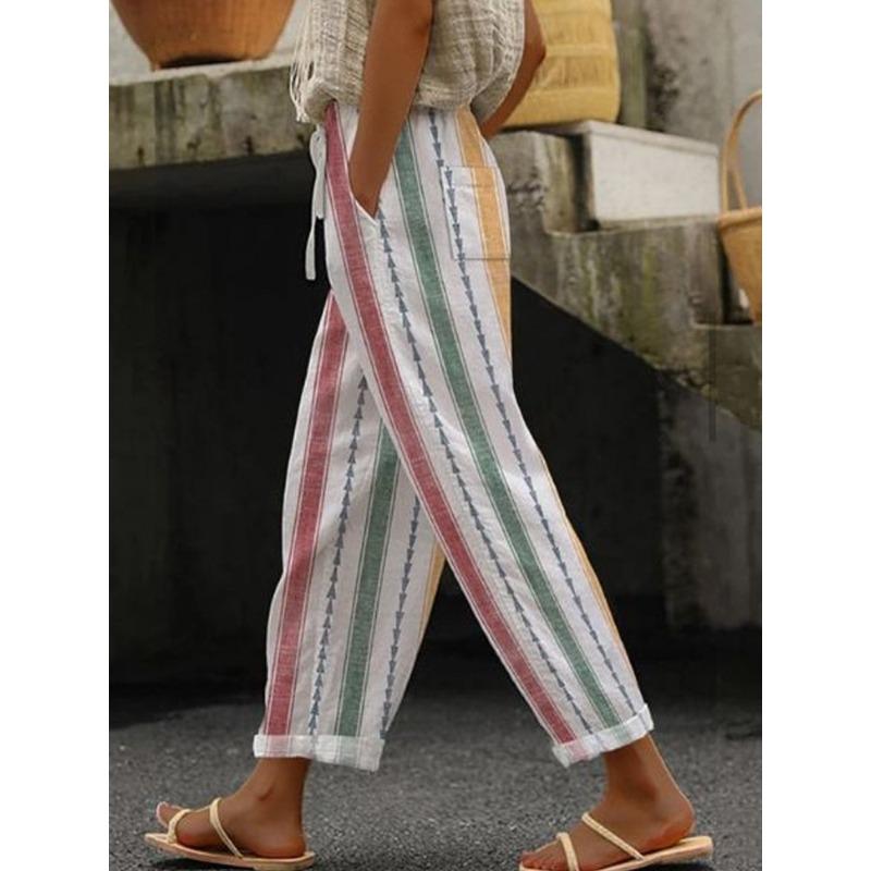 

TIFICY Women s Fashion Casual Flower Pattern Print High Waist Trousers Pants & Capris S