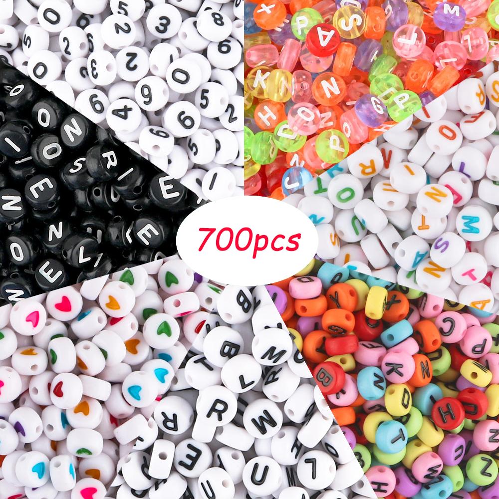 

700pcs/Lot 7 Colors 7x4mm Acrylic Alphabet Beads Round Number Letters Beads For Jewelry Making DIY Necklace Bracelet Accessory