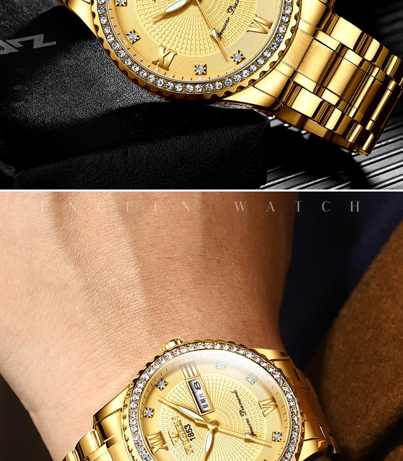 Influencer Brand Men's Tycoon Gold Luminous Waterproof Steel Watch