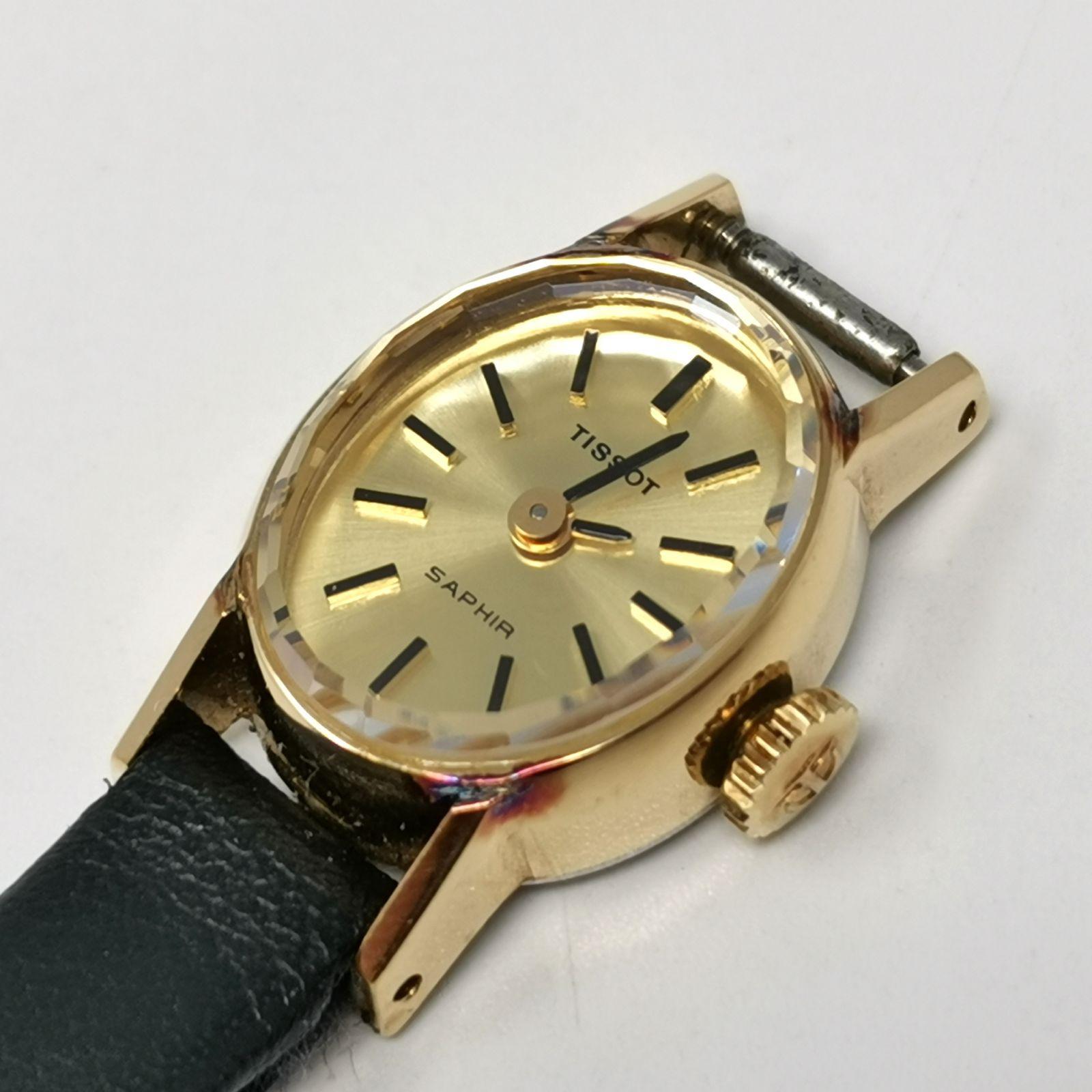 Used Working item TISSOT SAPPHIR manual winding automatic watch black gold management number ARCIKO4315