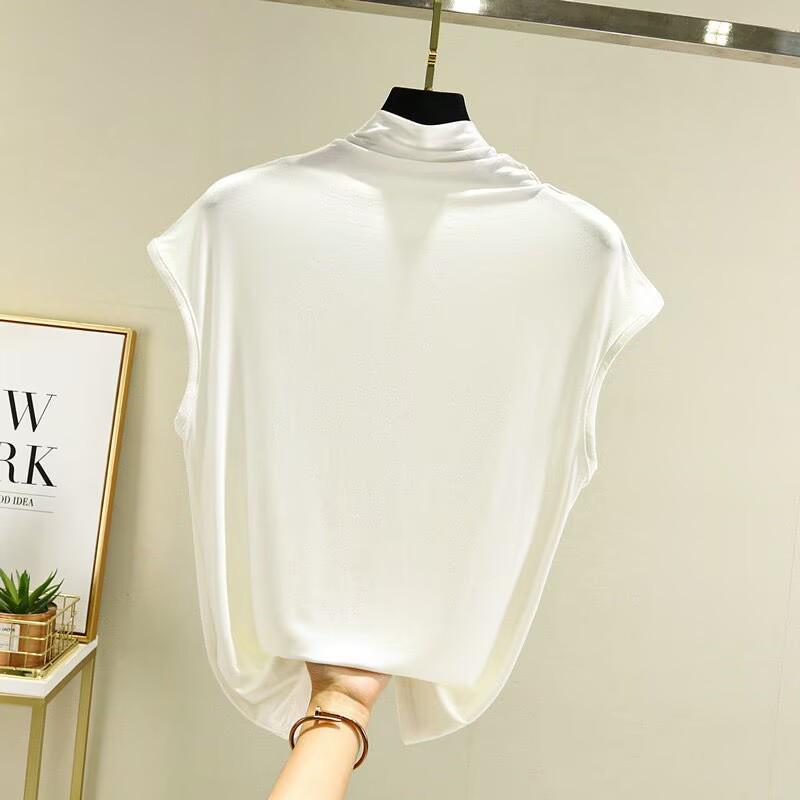 Großformat Modal Damen Hochgeschlossenes Ärmelloses Locker Geschnittenes Schlankmachendes Shirt - Frühling/Sommer