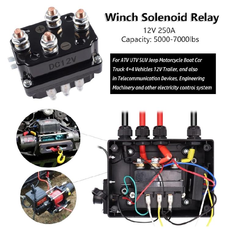 For Trailer Truck 12V 250A Winch Contactors Thumb Switch Winch Solenoid Relays