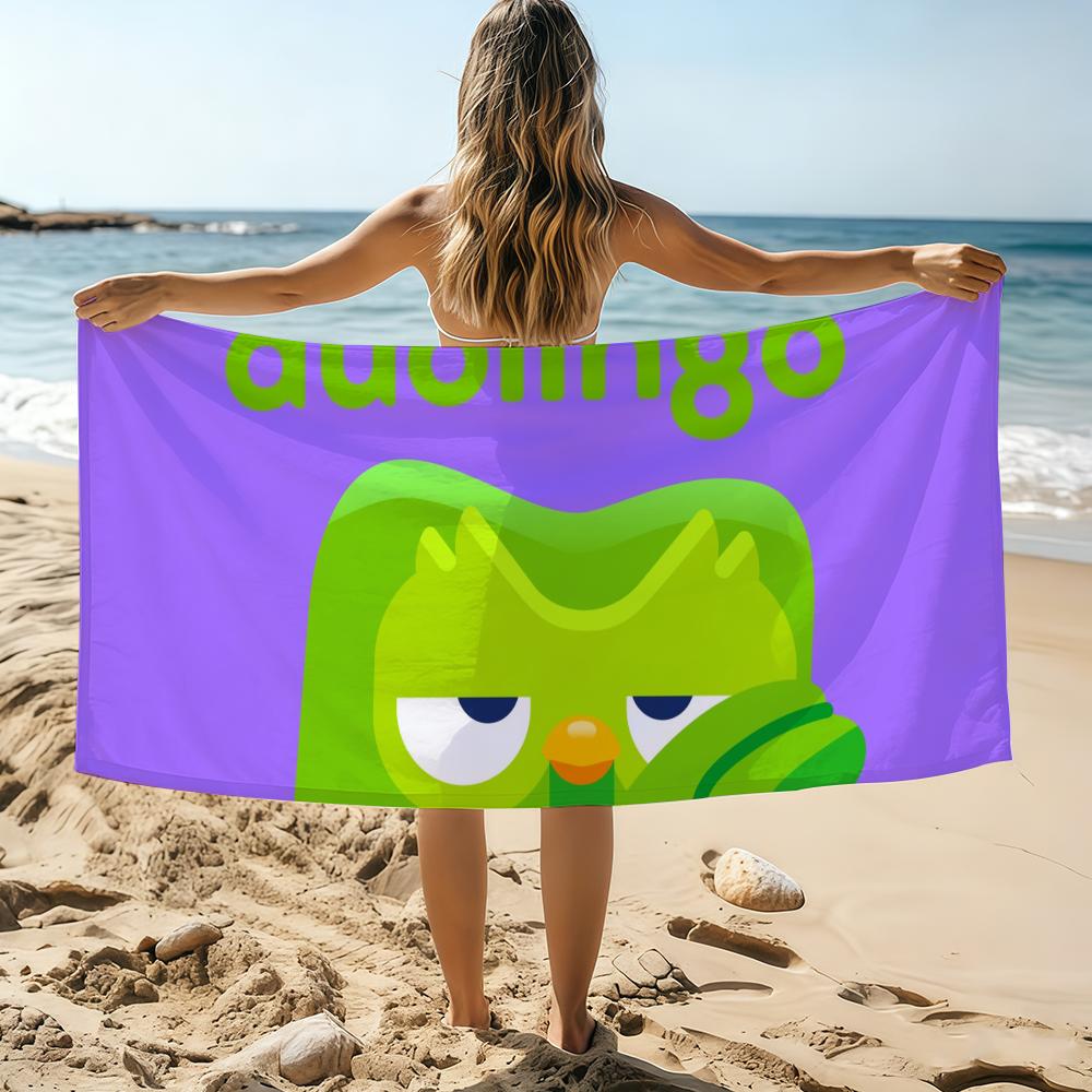 Cartoon D-Duolingo AI Towel Beach Towel Oversized Quick Dry Towel Absorbent Soft Swim BeachTowels for Men Women