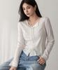 MERCI MARIE Rayon Blend Ribbed Slit Tee 112852